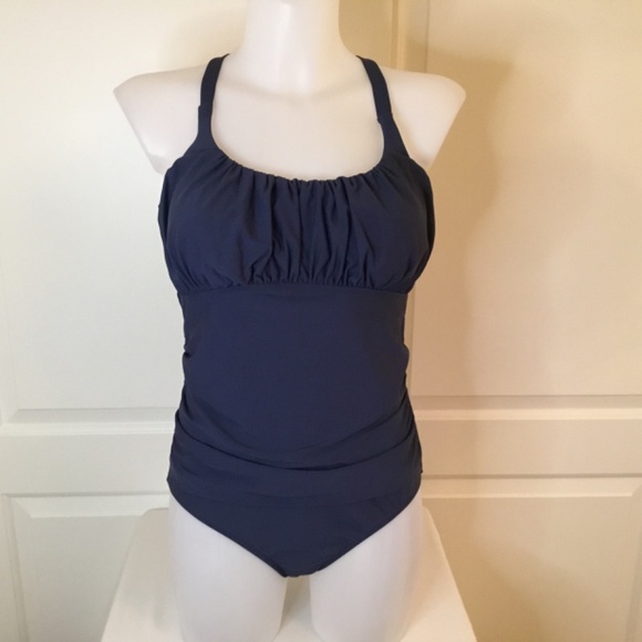 Women’s Ruched Tummy Control Modest One Piece Bathing Suit - Picture 3 of 7